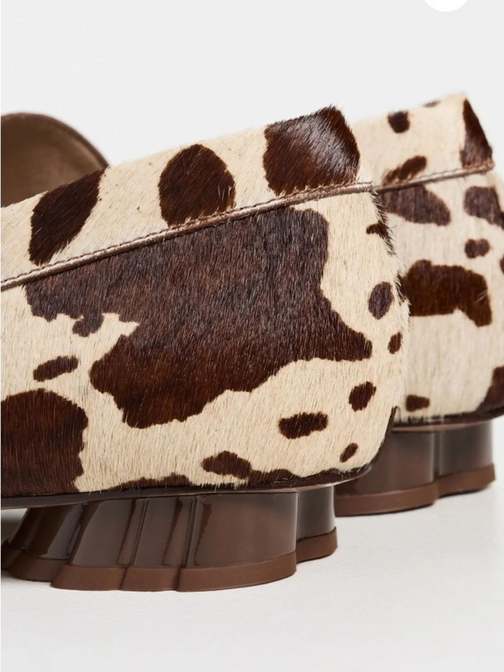 FARM Rio Monstera Heel Cow-Print Penny Loafers in Brown & Cream, NIB, Various - Picture 4 of 16